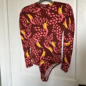 FARM Rio Pink and Yellow Patterned Bodysuit